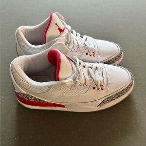 Jordan 3’s, red and white